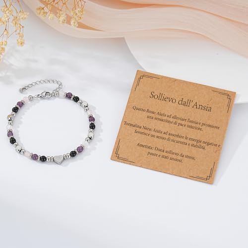 Thumbnail 4 de Aretas bracciale con quarzo rosa, ametista e tormalina nera