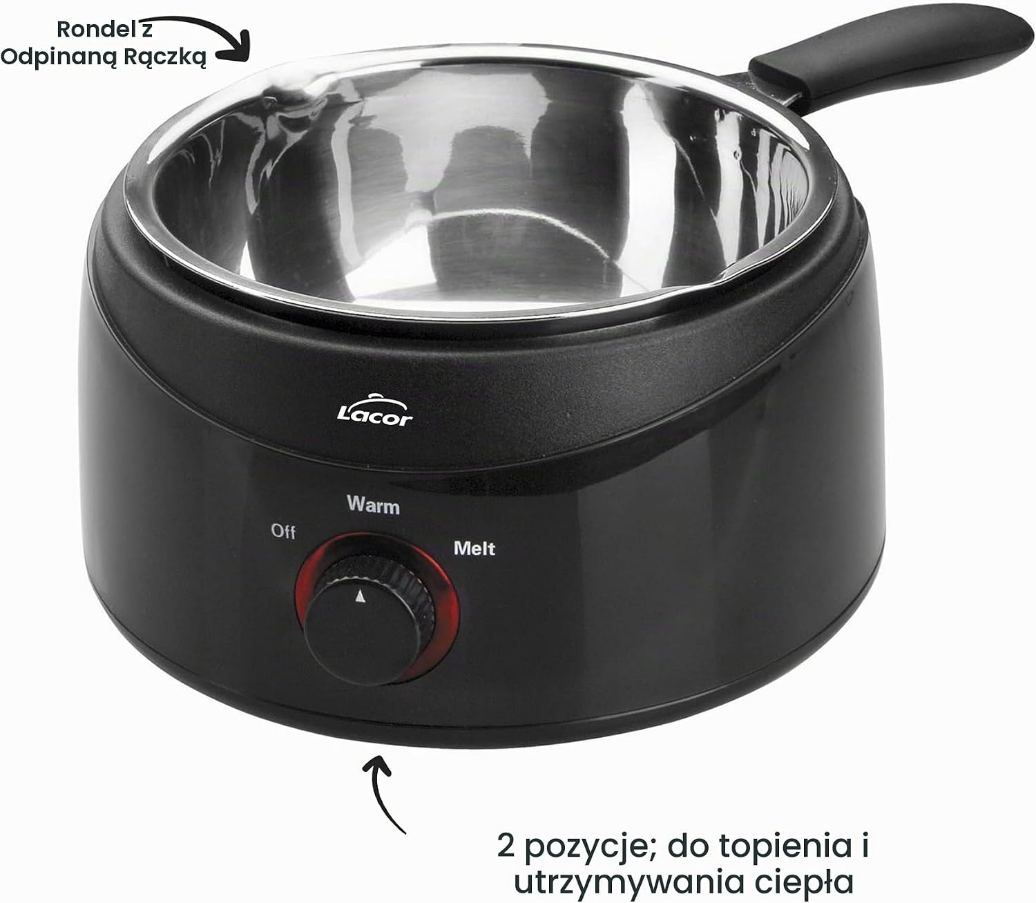 Detalle de Lacor BAIN Marie – garnek do czekolady 1 l, 50 W, stal nierdzewna