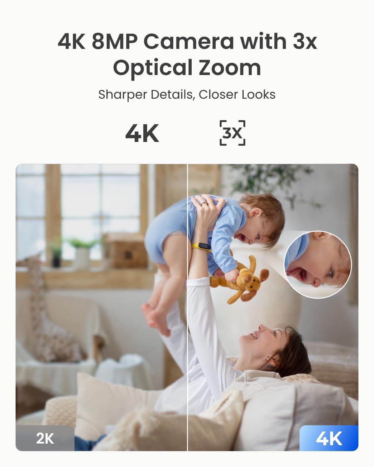 Detalle 2 de REOLINK E1 Zoom 4K Indoor Security Camera, 3x Optical Zoom, Wi-Fi 6