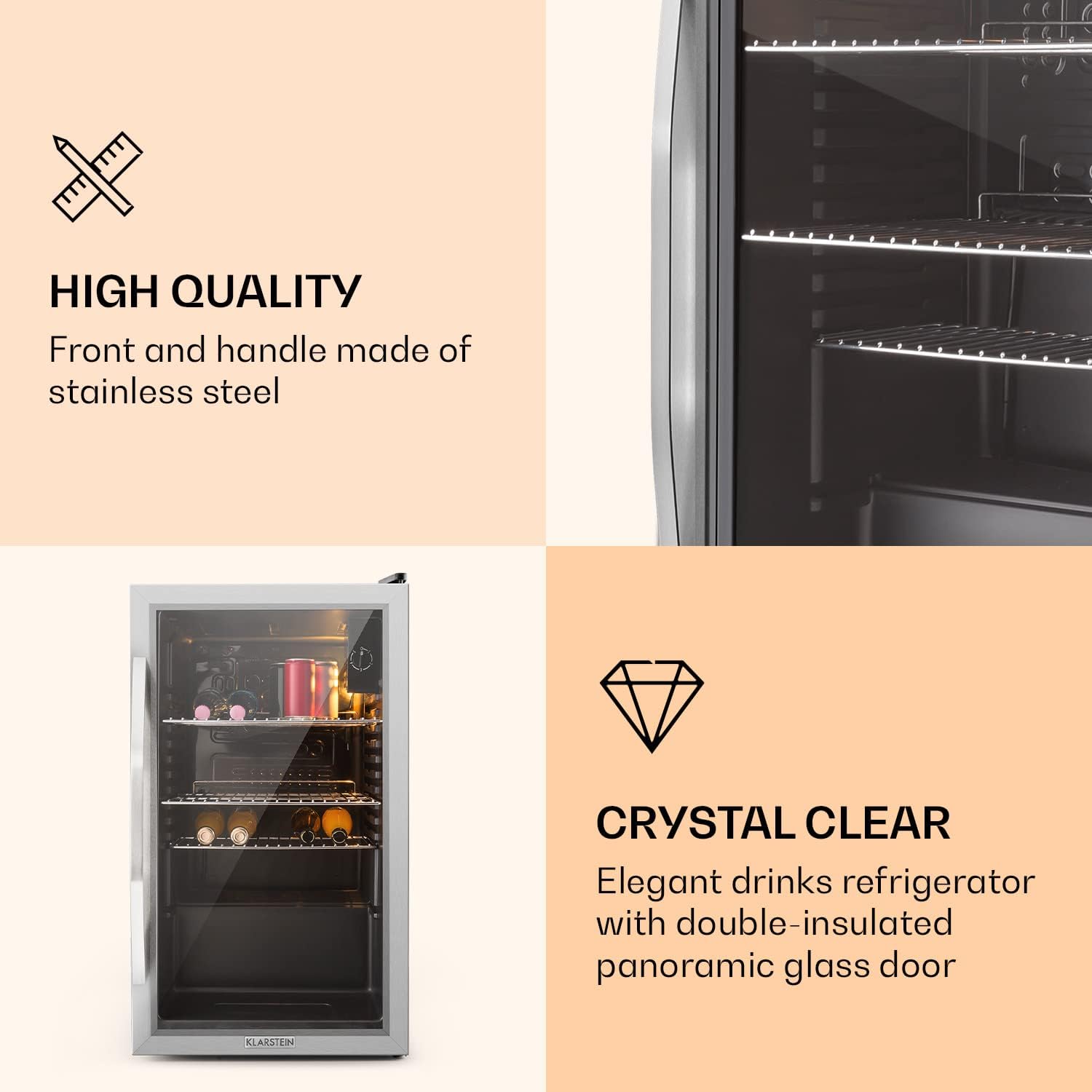 Detalle 2 de Klarstein US-10027673 Beersafe 80 L Drinks Fridge with Glass Door