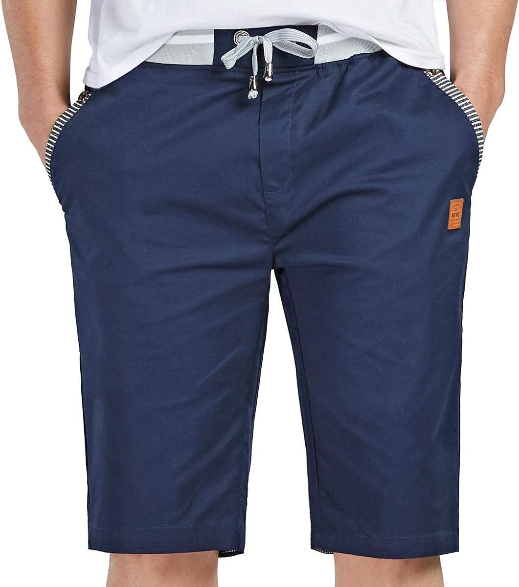 Detalle de JustSun Kurze Hosen Herren Shorts Chino Baumwolle mit Tunnelzug – Sommerfreizeit
