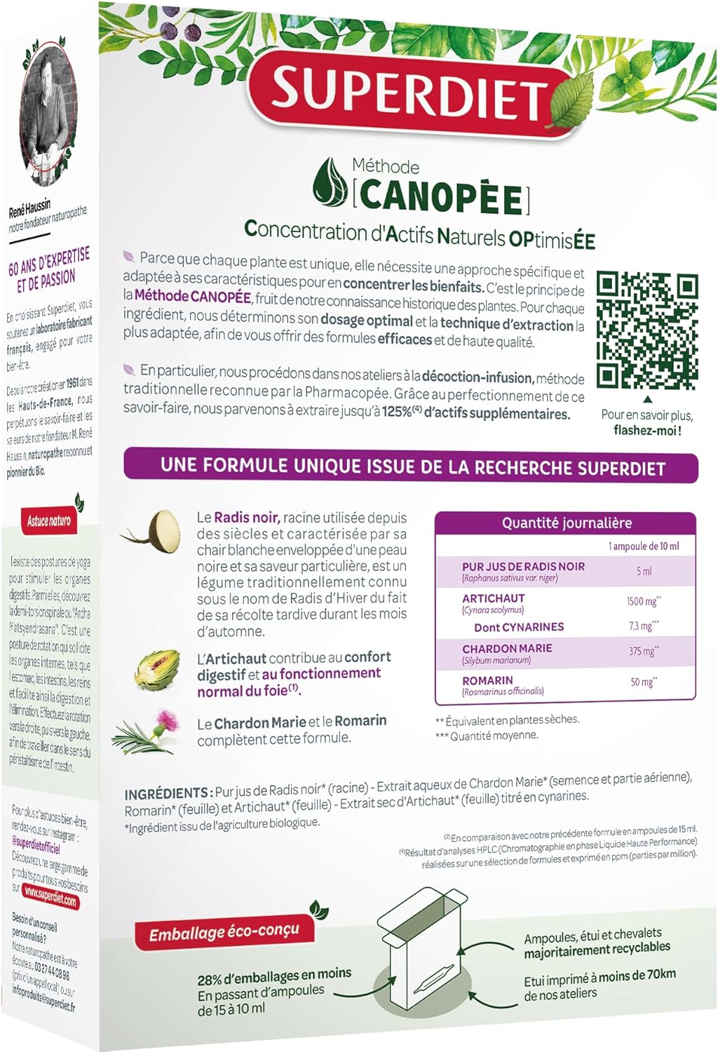 Thumbnail 2 de SUPERDIET-QUATUOR DIGESTION BIO - Bien-être du foie, Radis noir Artichaut Chardon Marie Romarin (20 ampoules)