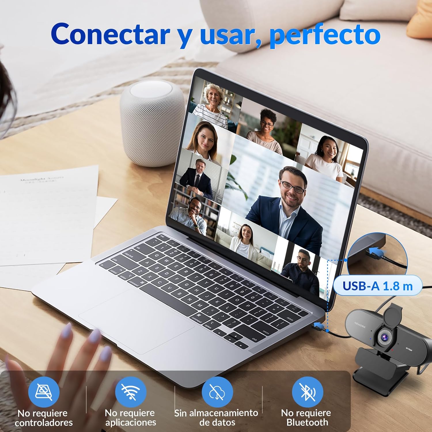 Thumbnail 5 de NEWORK Cámara Web 4K UHD con Micrófonos Duos y Privacidad 🎥