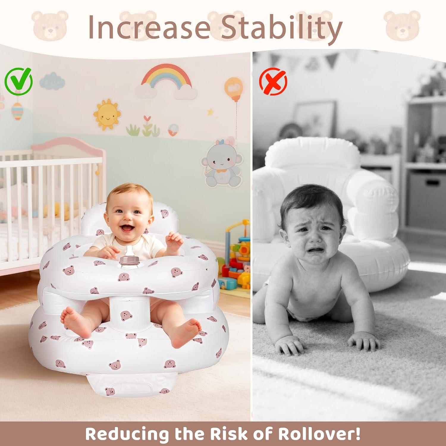 Detalle de CandyHome Inflatable Baby Seat, Bear Design, Built-In Pump and Back Support