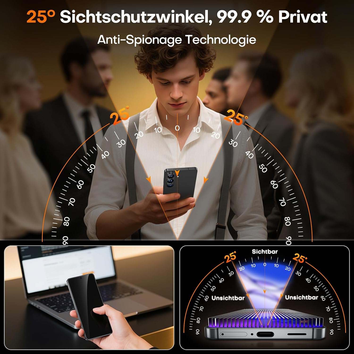 Detalle de TOCOL Sichtschutzpanzerfolie für Galaxy S26 6,3 Zoll – 2er-Pack
