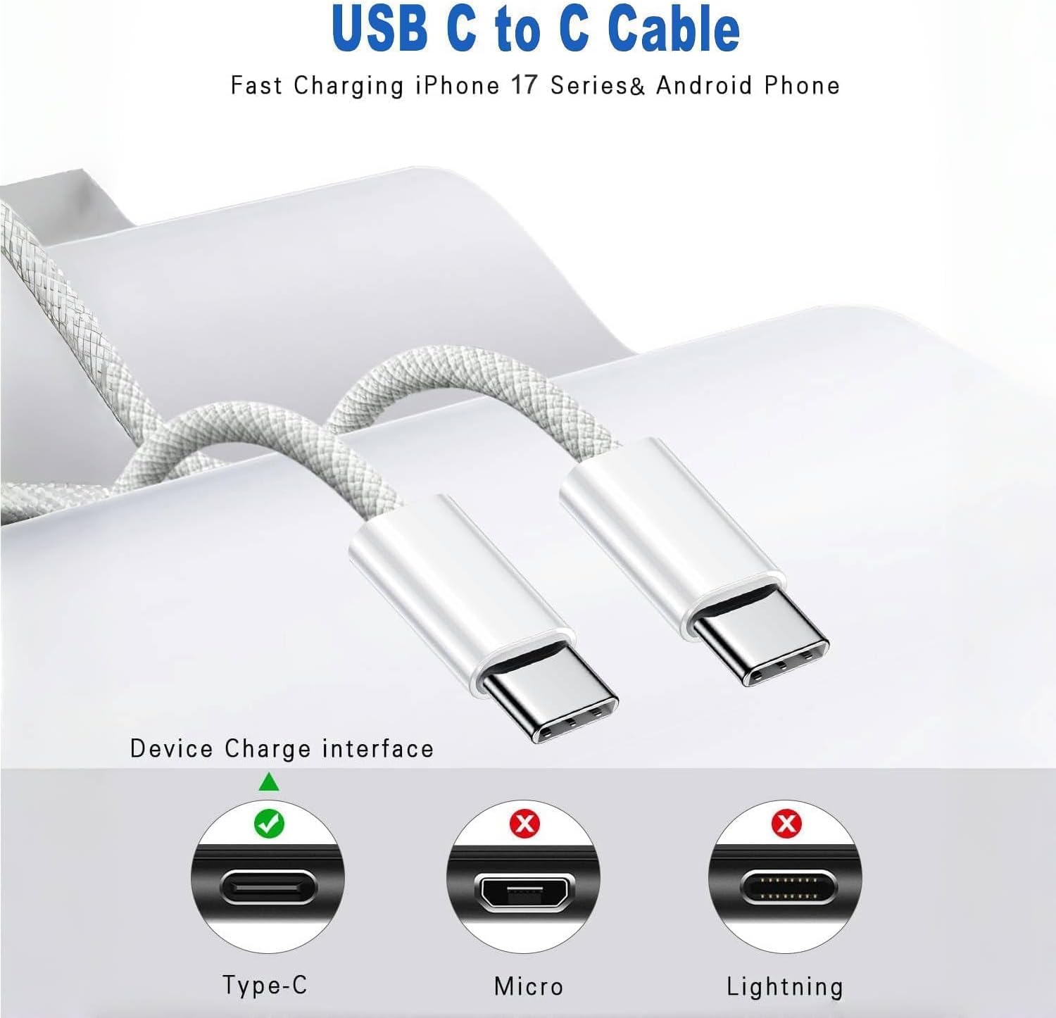 Detalle de Apple iPhone 17 Fast Charger 2-Pack 6FT