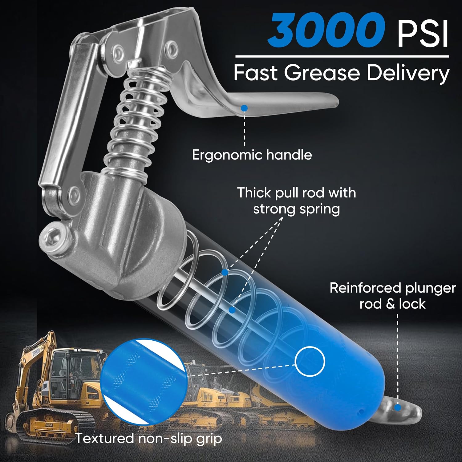 Thumbnail 1 de KRETLAW Mini Grease Gun (3000 PSI) with Double 3oz Cartridges, 12" Flex Hose & Reinforced Coupler