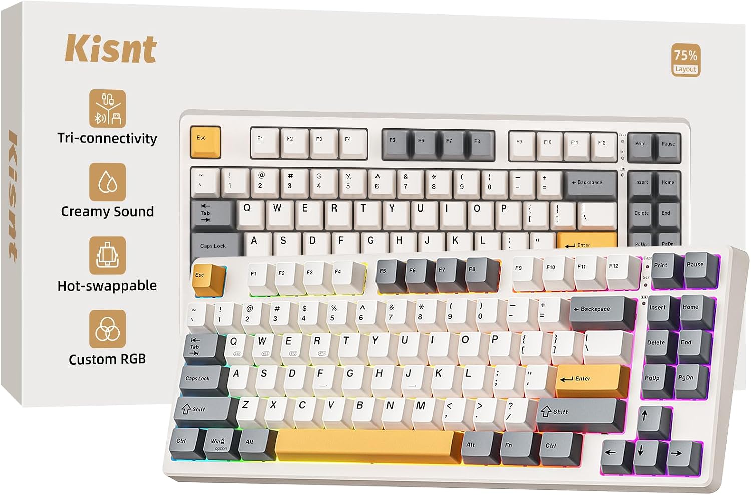 Detalle de Kisnt KN85 4000 mAh compact 75% keyboard ⌨