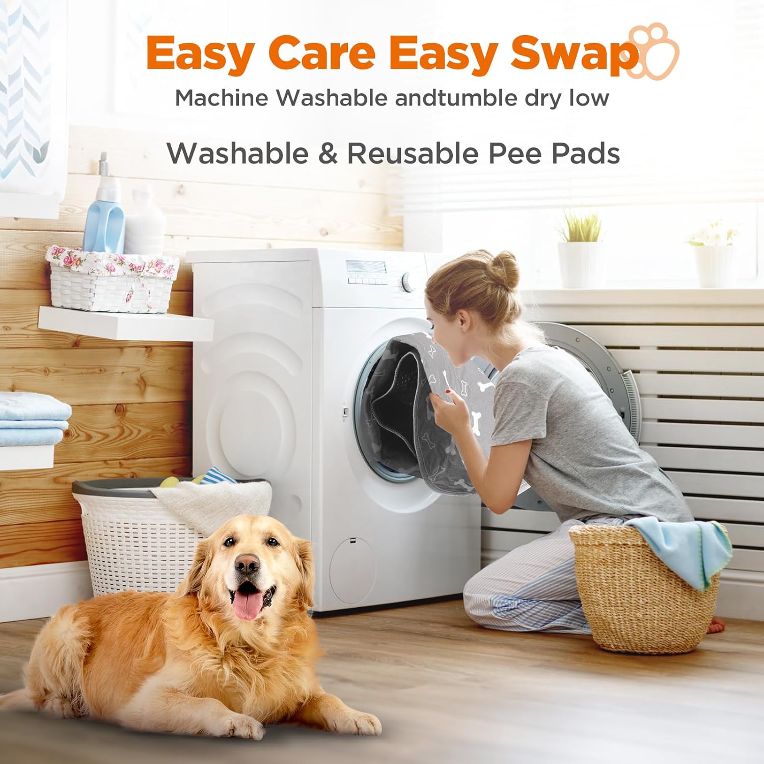 Thumbnail 3 de Baodan Washable Puppy Pads (3 Pack) – Reusable 90x80 cm waterproof training mats