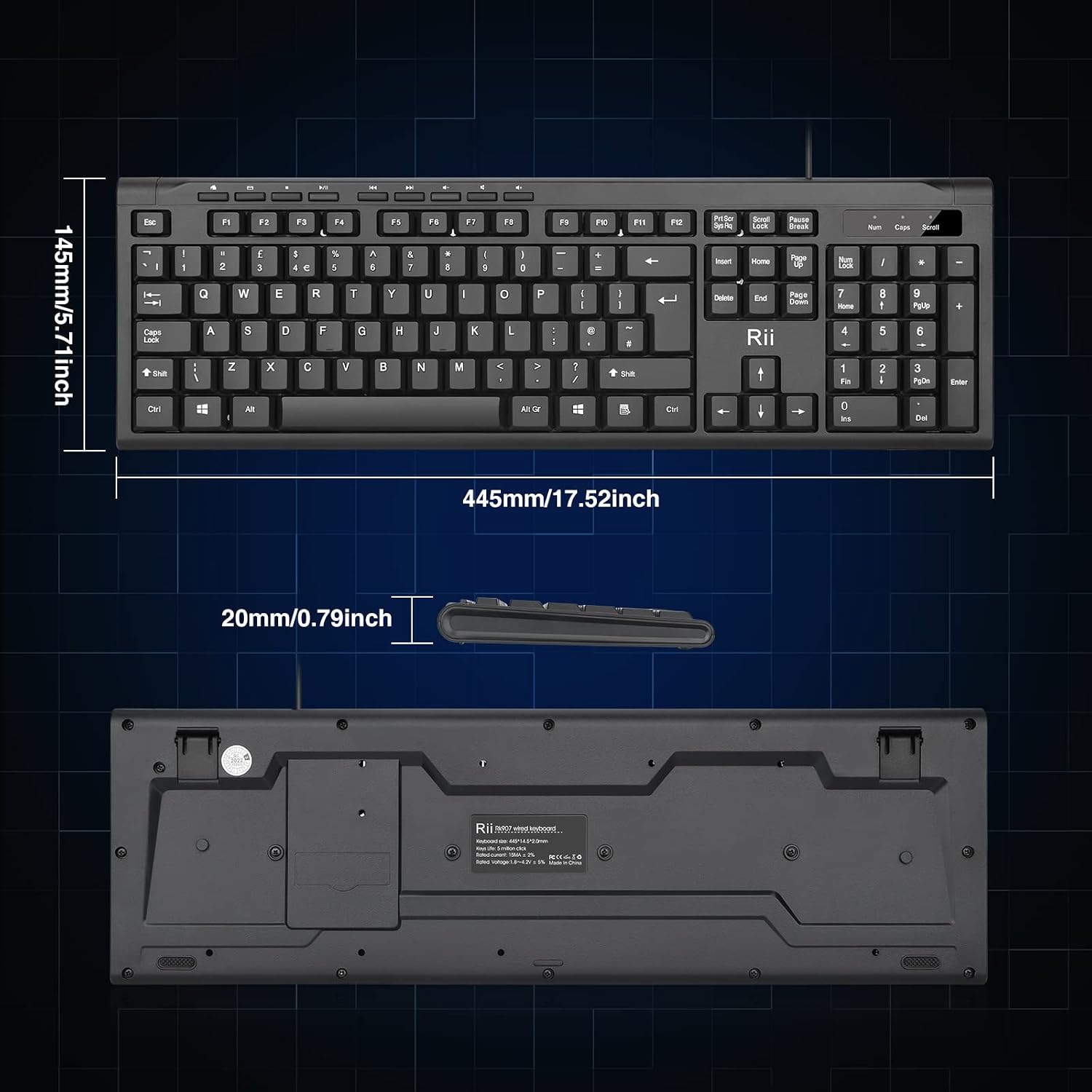 Thumbnail 6 de Rii RK907 wired keyboard 104 keys
