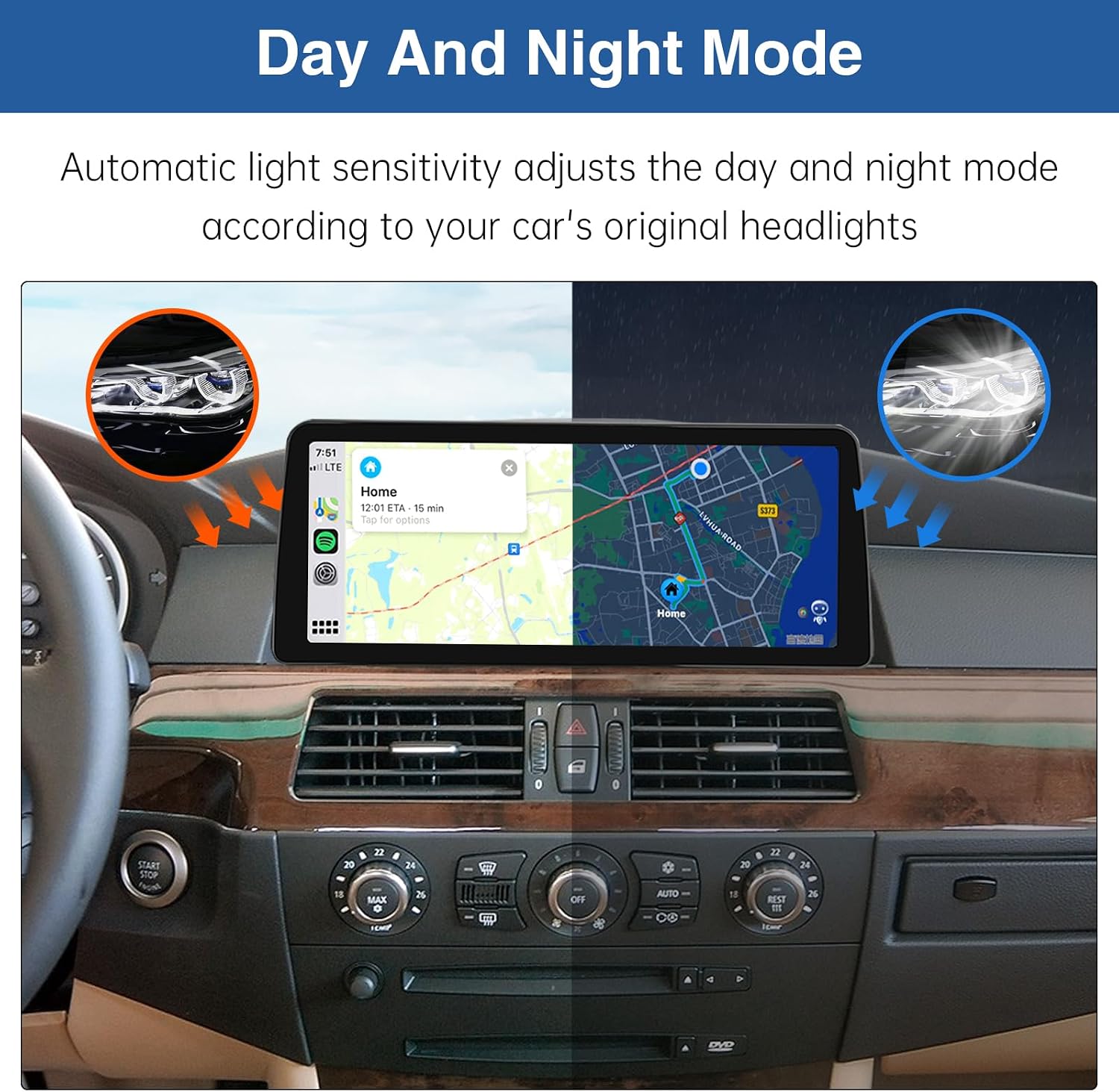 Detalle de Road Top autoradio 12,3 pollici per BMW Serie 5 E60/E61 2003-2008 con CarPlay senza fili e Android Auto