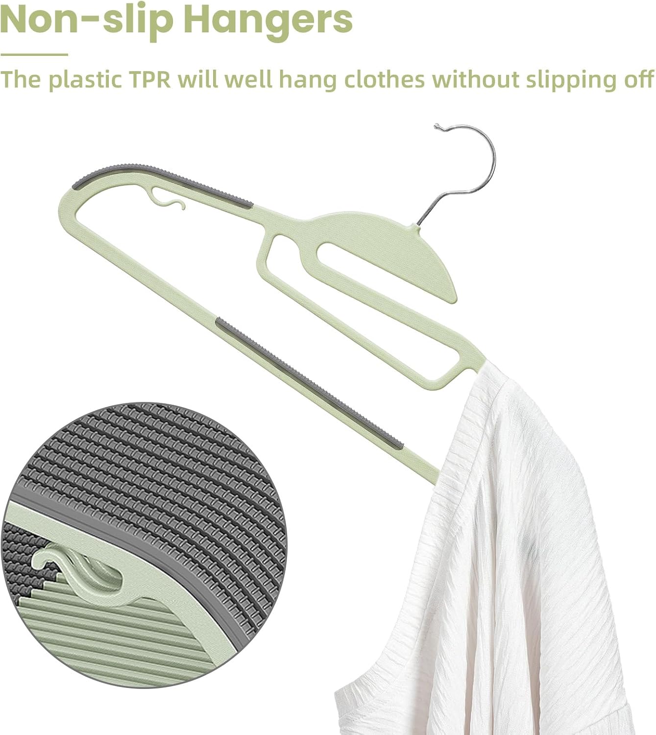 Detalle de BAGAIL Plastic Hangers, 50 Pack, Non-Slip S-Shape with 360° Swivel Hook