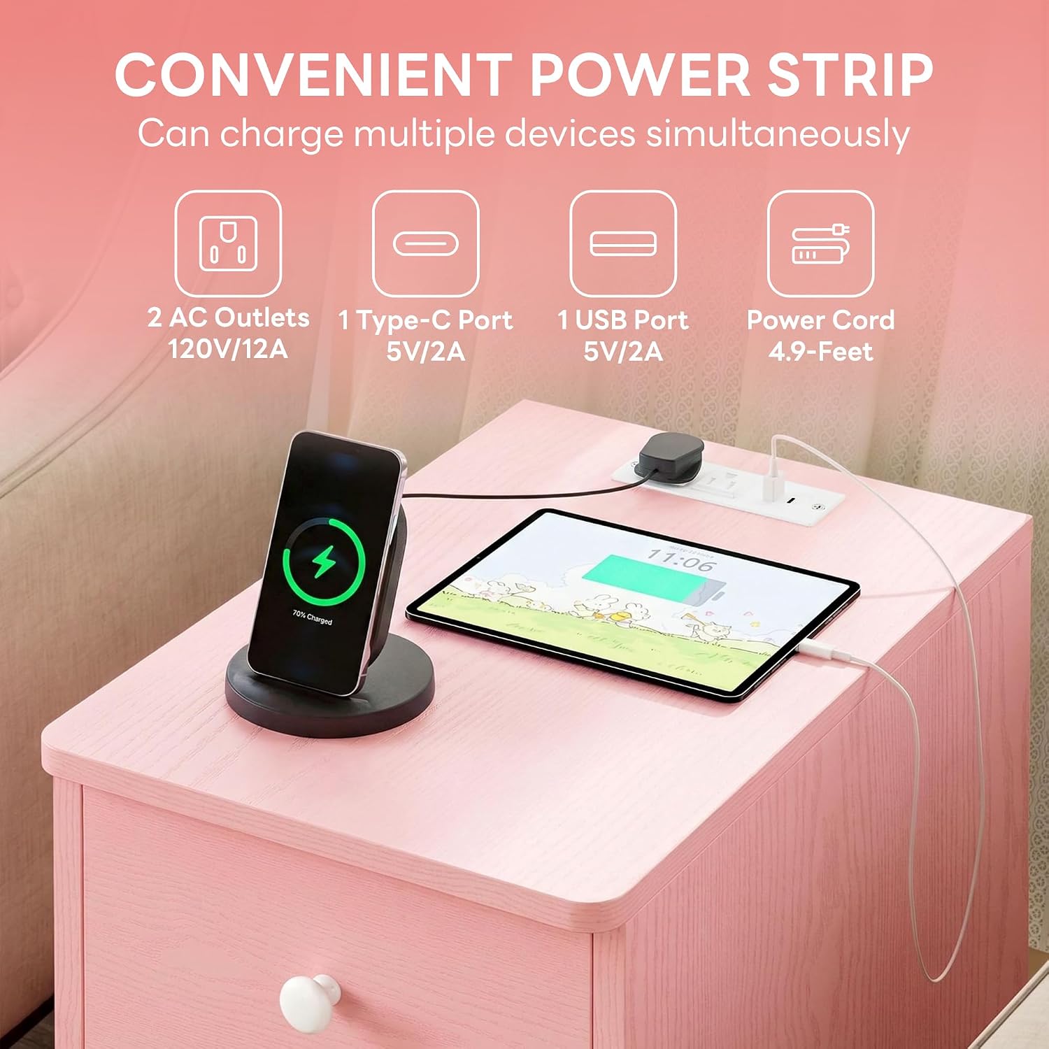 Detalle 2 de LIKIMIO Nightstand Pink