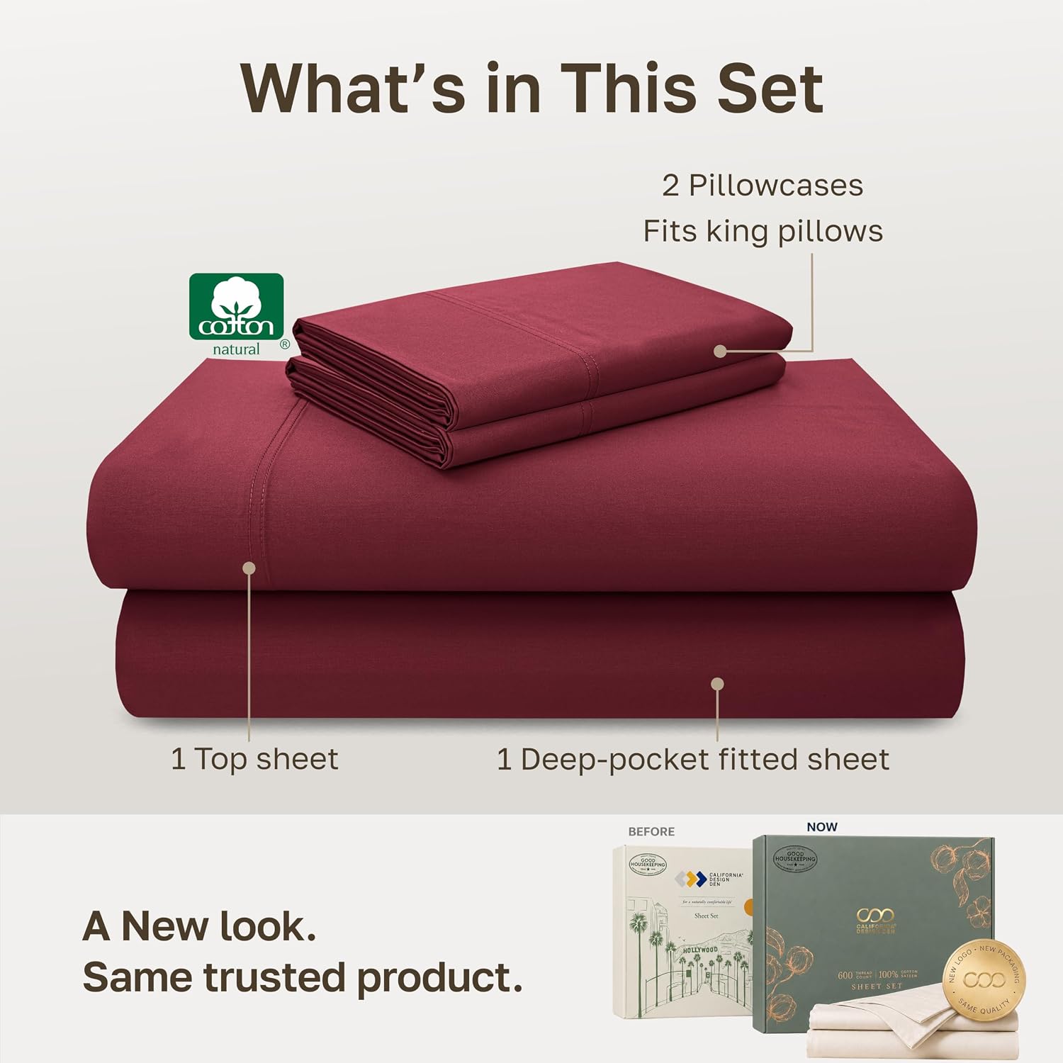 Thumbnail 2 de California Design Den 840307188519 King Sheet Set, 600-Thread-Count Cotton Sateen