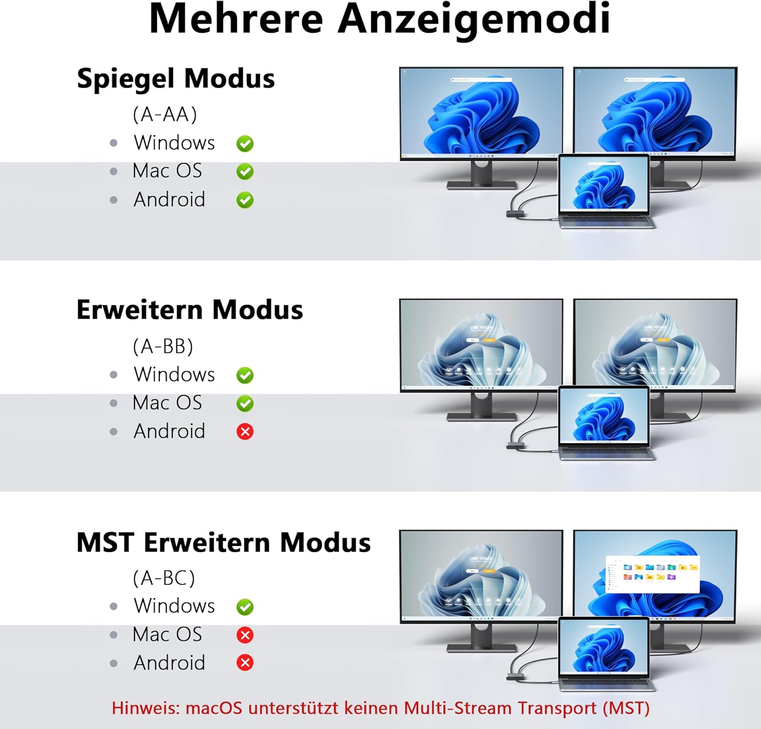 Detalle 2 de Selore&S-Global USB-C zu Dual DisplayPort Adapter – Thunderbolt 3/4 auf DisplayPort 1.4