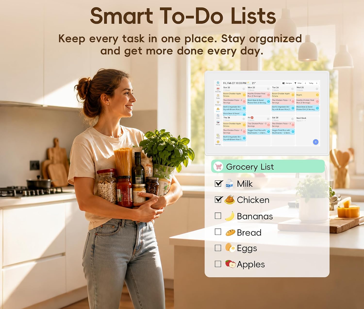 Detalle de Nexrary 10.1-Inch Smart Family Digital Calendar and Chore Chart