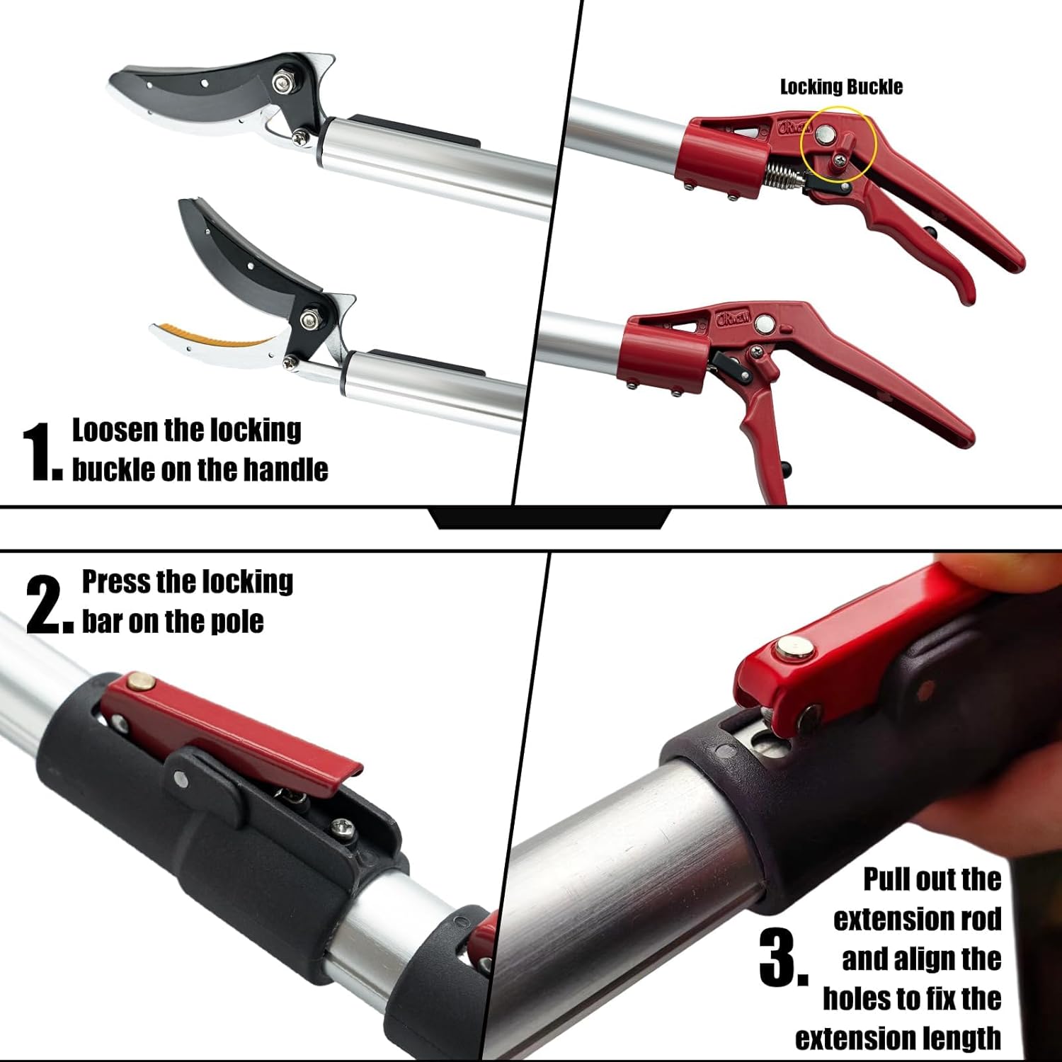 Thumbnail 3 de FLORA GUARD 1.4–3m extendable long-reach pruner pole saw (telescopic fruit picker)