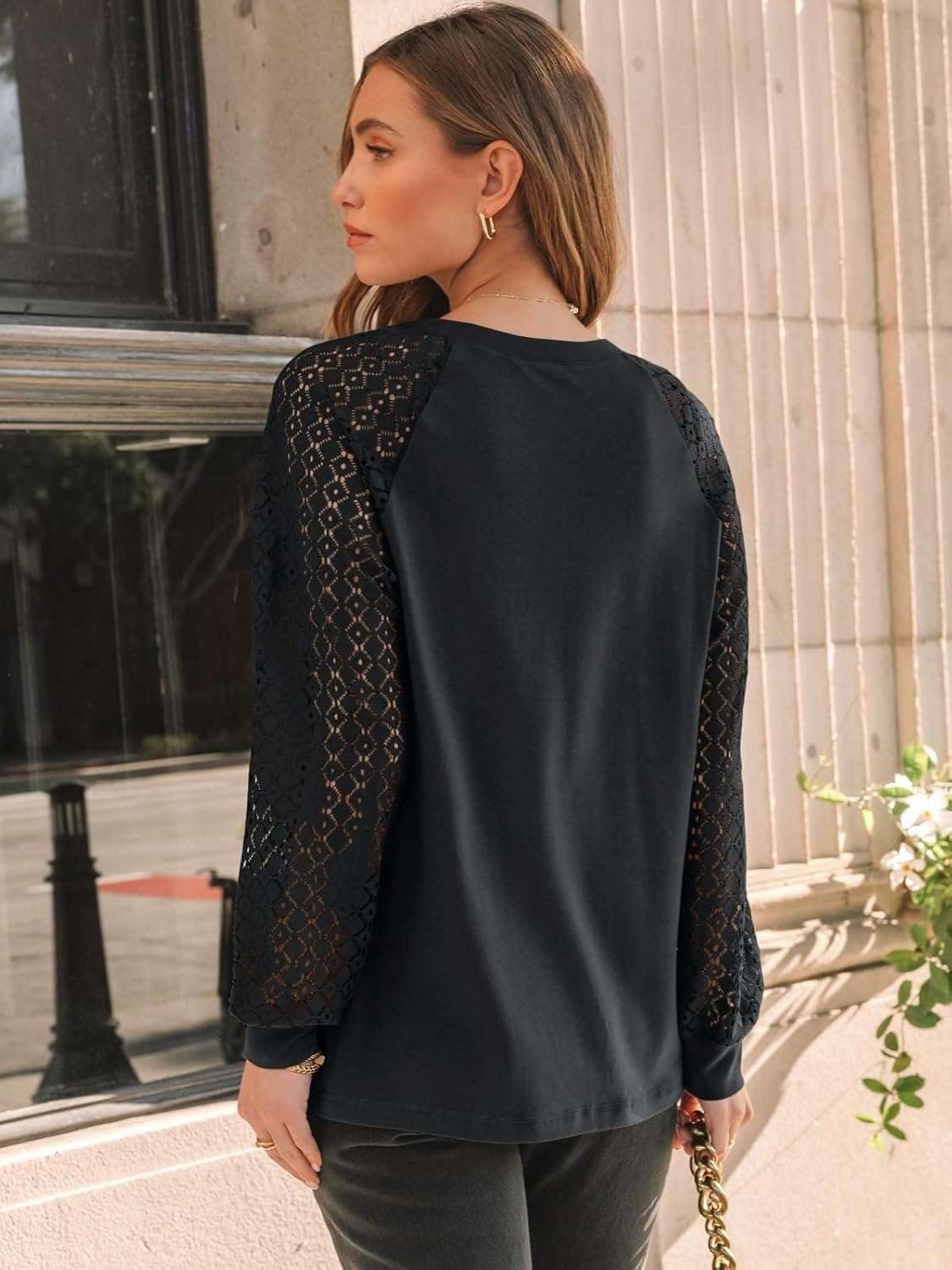 Thumbnail 3 de Pawate Damen Langarmshirt mit Spitze – Business-Bluse, Casual-Tunika für Herbst-Outfits
