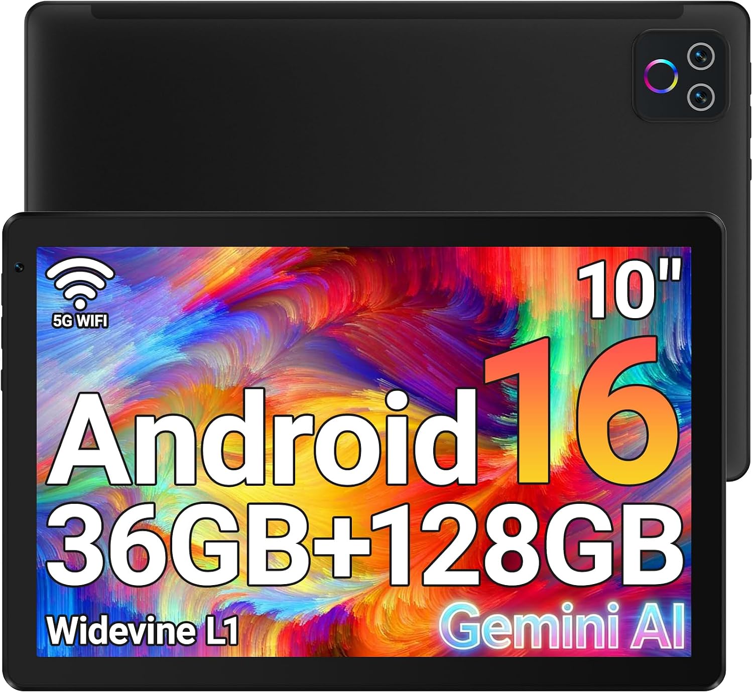 Detalle de URAO Tablet 10.1" Android 16 Octa-core with 128GB ROM, 36GB RAM, Wi‑Fi 6 & 18W Fast Charge