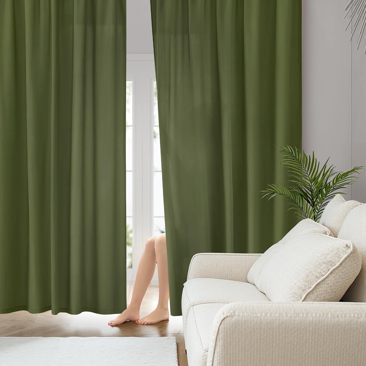 Detalle de HOMEIDEAS Privacy Sheer Curtains, 52 x 96 in
