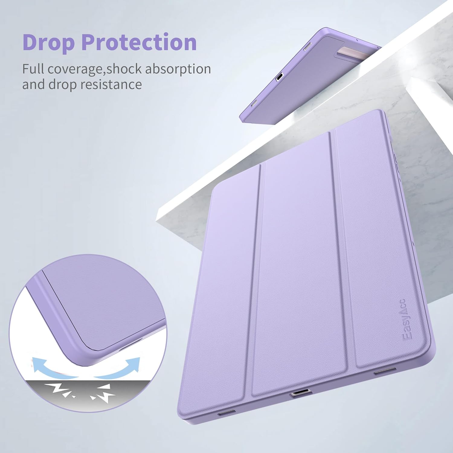 Thumbnail 3 de EasyAcc Hülle für Galaxy Tab S10 Lite/S10 FE 10.9" (2025) + S9 FE 10.9" / S9 11" – Ultra Dünn, S Pen Halter, Standfunktion, Blume Lila