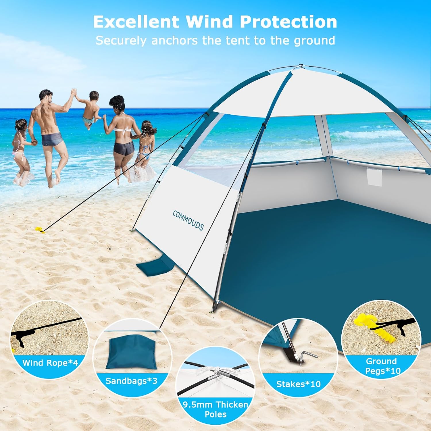 Thumbnail 5 de COMMOUDS Beach Tent Sun Shelter for 3/4/6/8 People