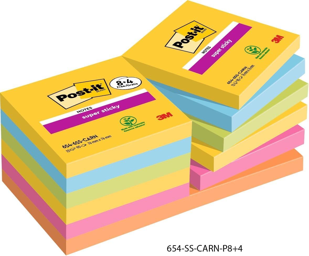 Imagen de Post-it Notes Super Sticky Couleurs Carnival 76x76 mm en OfertitasTOP