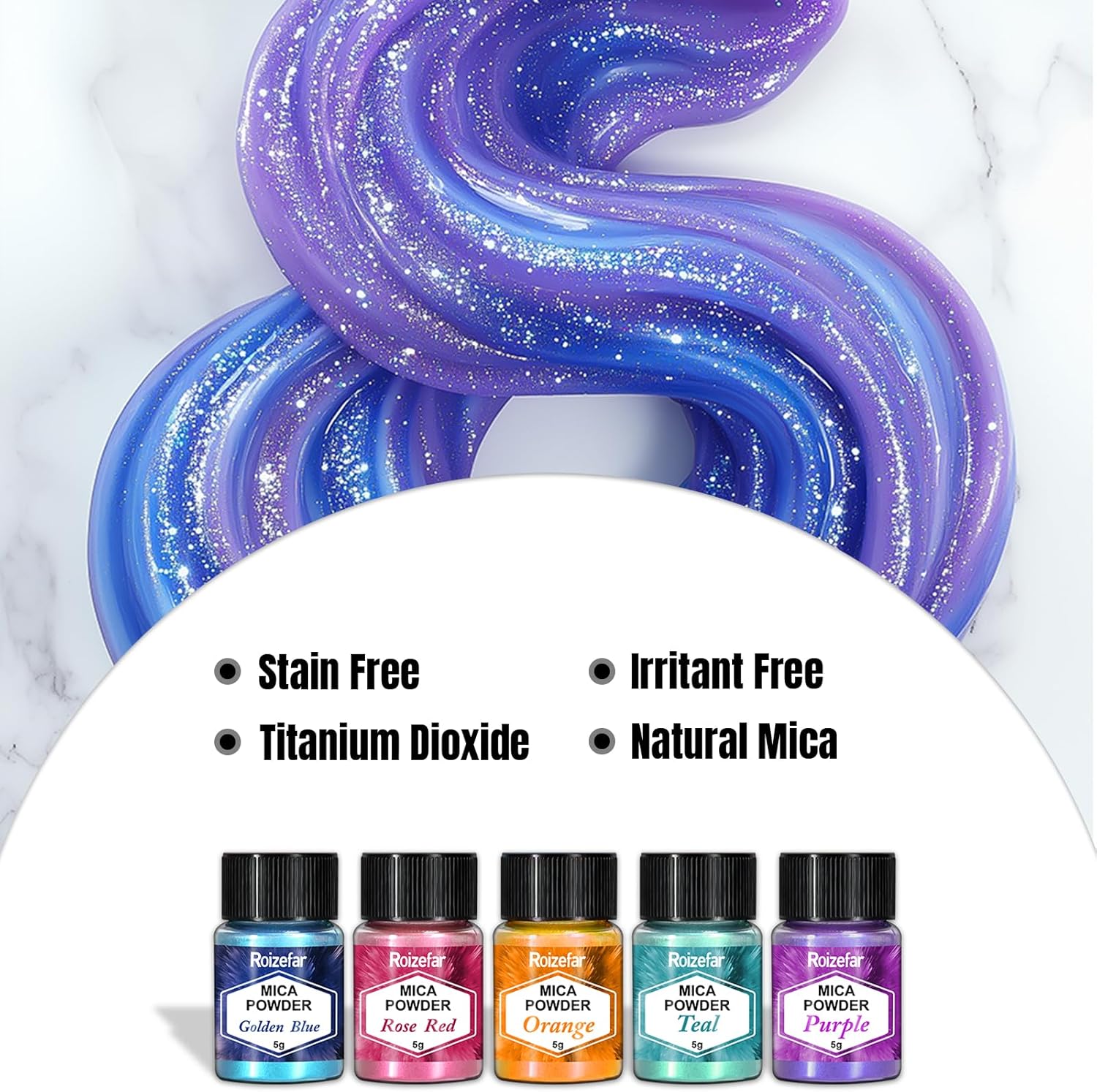 Thumbnail 3 de Roizefar Mica Powder (54 colours x 5 g) Pearlescent epoxy resin pigment powder for DIY projects