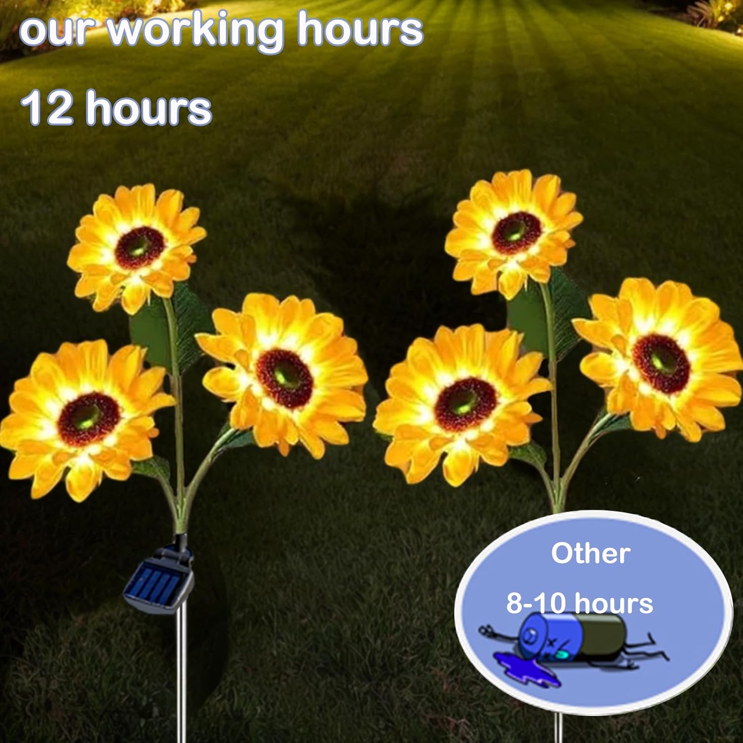 Thumbnail 1 de Hqynss upgraded solar sunflower garden lights (2-pack) with IP65 waterproof design
