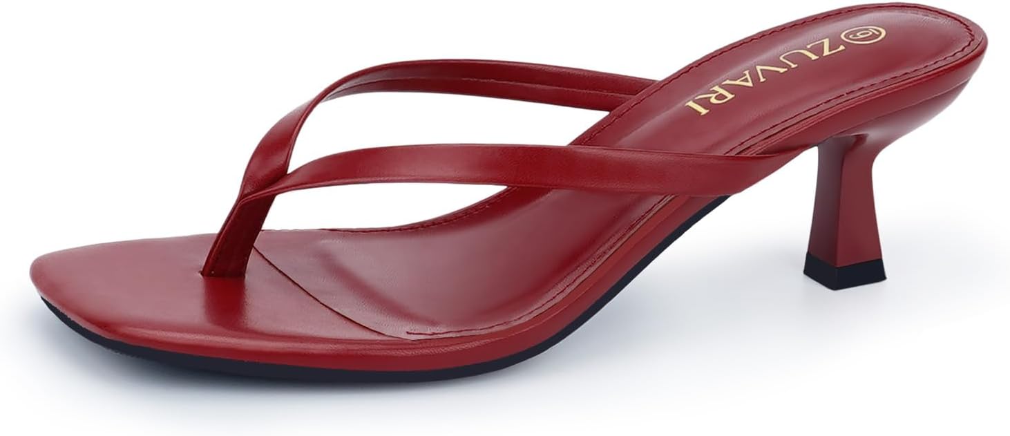 Thumbnail 5 de ZUVARI Kitten Heels for Women: Square Toe Flip Flop Style, 2.16 Inch, Slip-On Dressy Summer Heeled Sandals