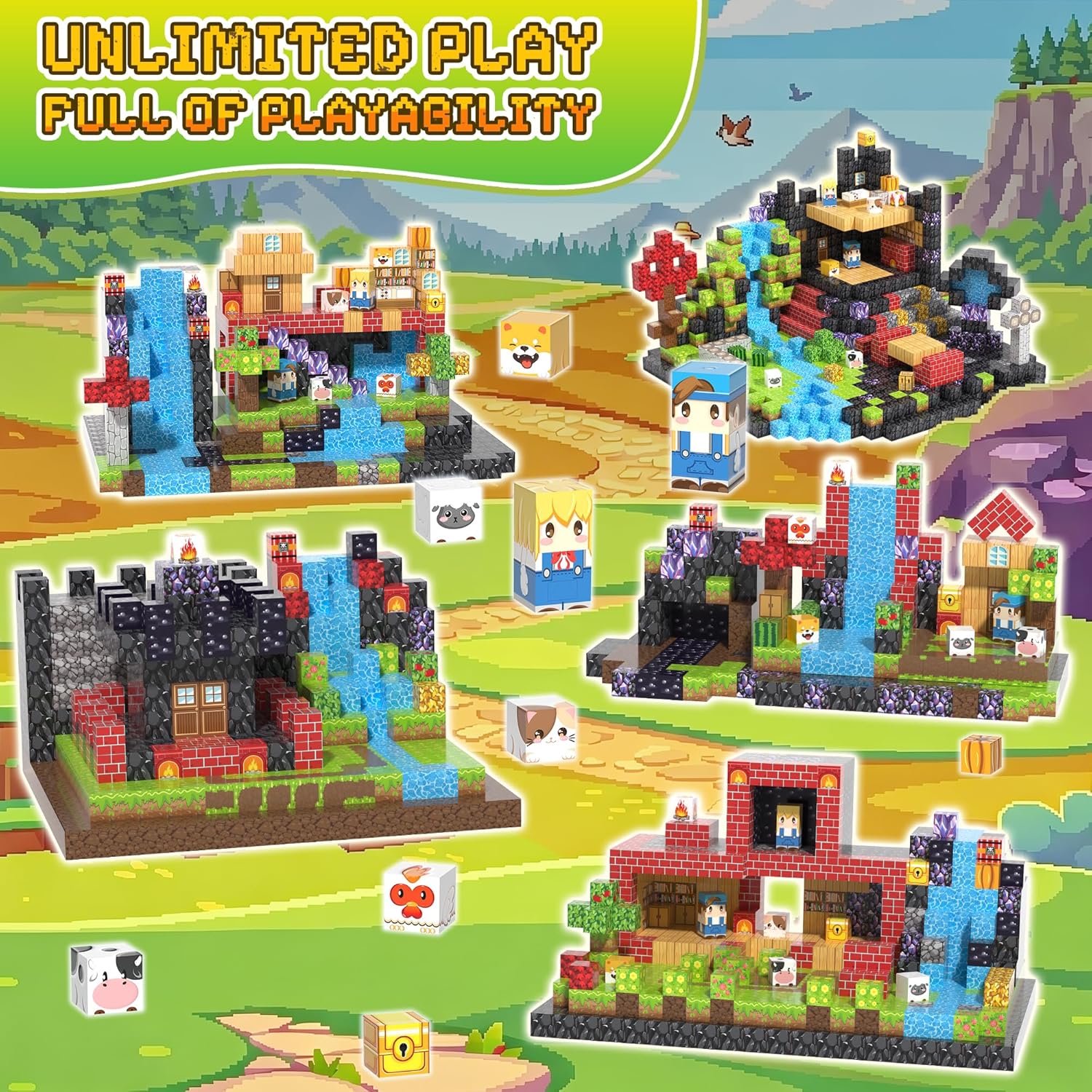 Detalle de Fitrobust 500PCS Magnetic Blocks: A Sturdy, Open-Ended STEM Building Set for Kids 3+