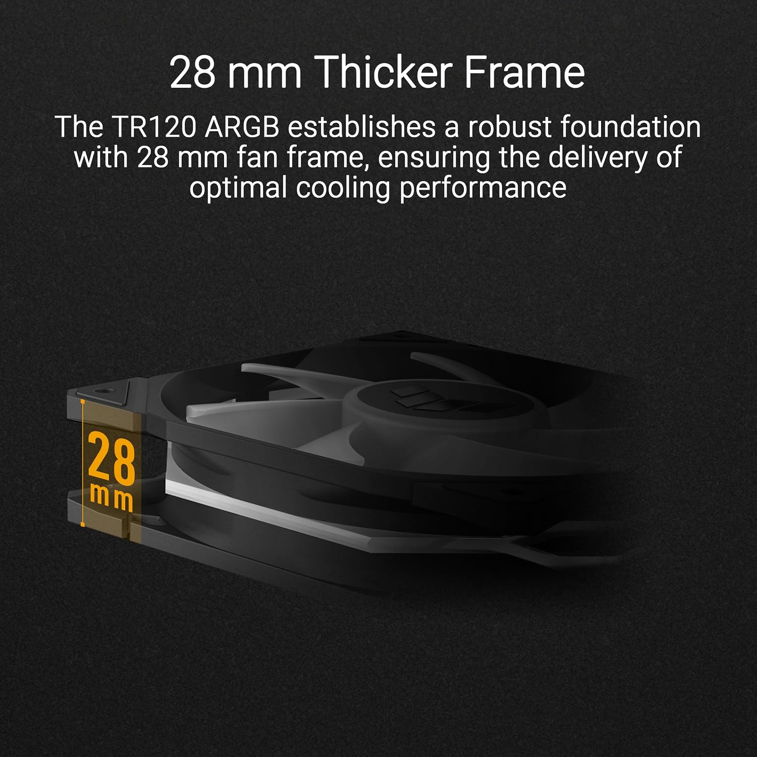 Detalle 2 de ASUS TUF Gaming TR120 ARGB Standard Blade Black : ventilateur de boîtier 120 mm PWM, 2000 rpm, LED ARGB