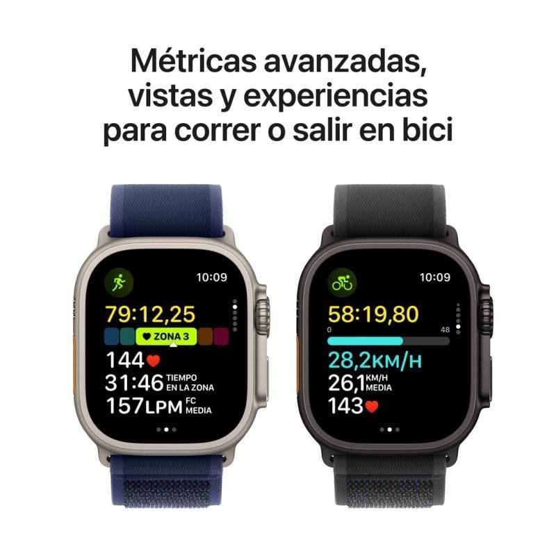Detalle de Apple Watch Ultra 2 GPS + Cellular 49 mm – Titanio negro con correa Alpine Loop M verde oscuro