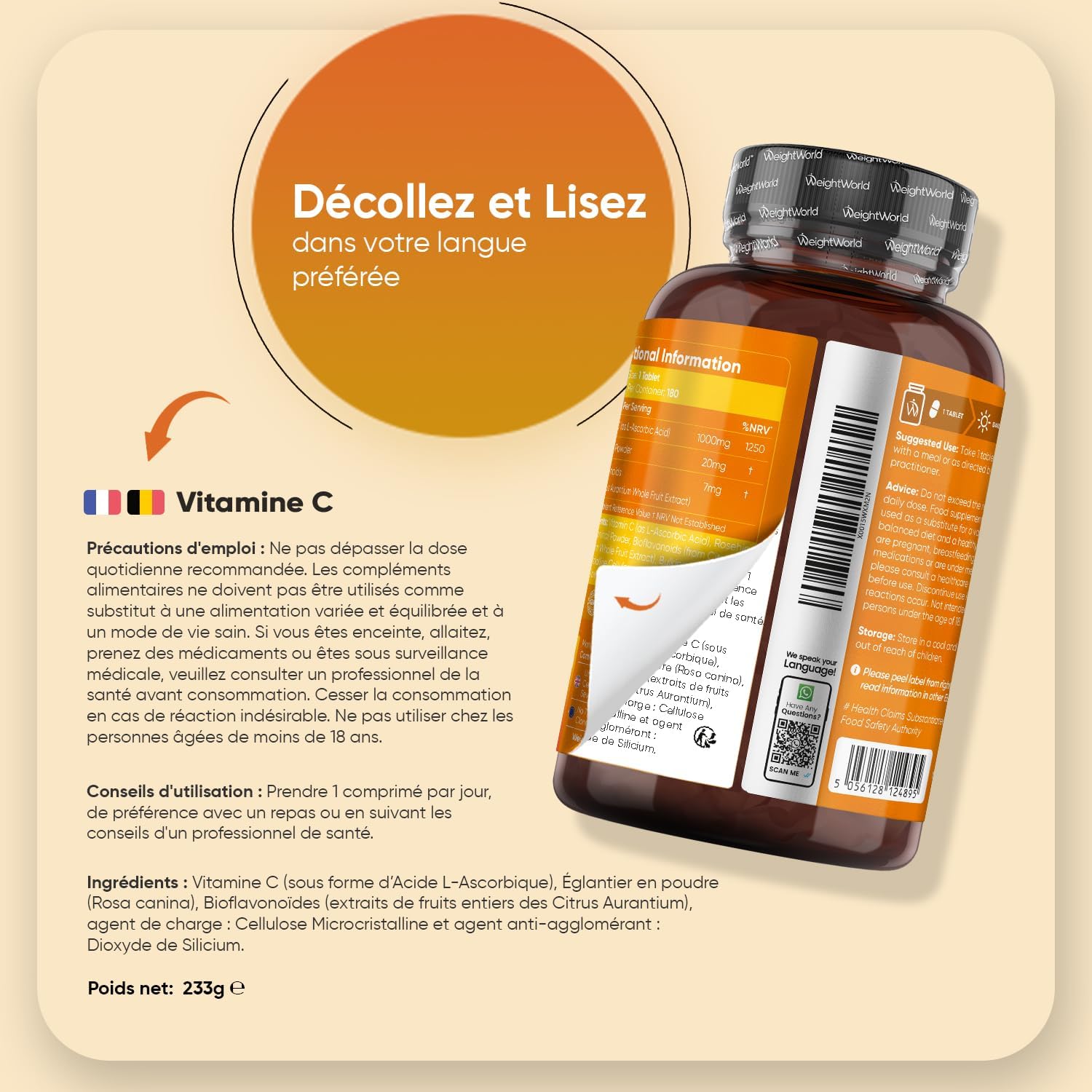 Thumbnail 3 de WeightWorld Vitamine C 1000 mg 180 comprimés