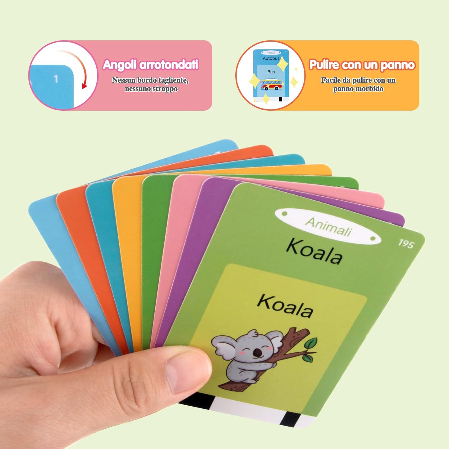 Thumbnail 4 de 224 Parole flashcards parlanti per bambini (italiano e inglese) Rosa, giochi Montessori prescolare 2 anni