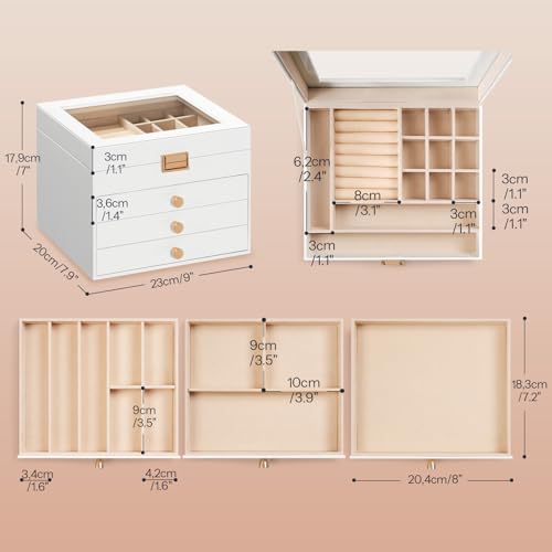 Detalle 1 de HOOBRO EWT27JB04 Caja Joyero 23x20x17,9 cm