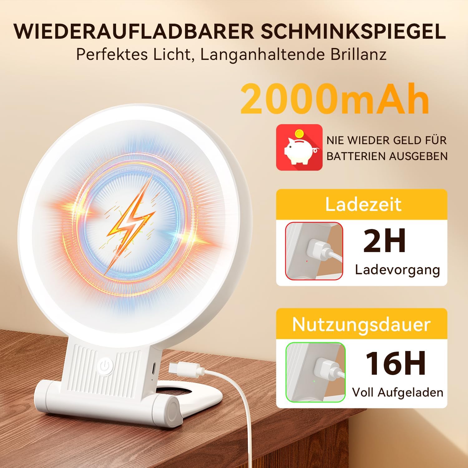 Thumbnail 5 de Auxmir Kosmetikspiegel 2000 mAh 💄