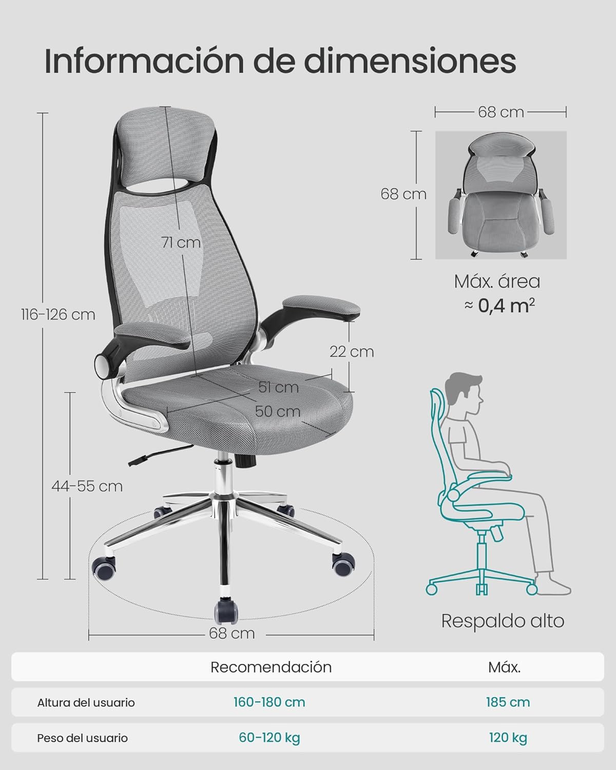 Thumbnail 2 de SONGMICS Silla de Oficina OBN086G01