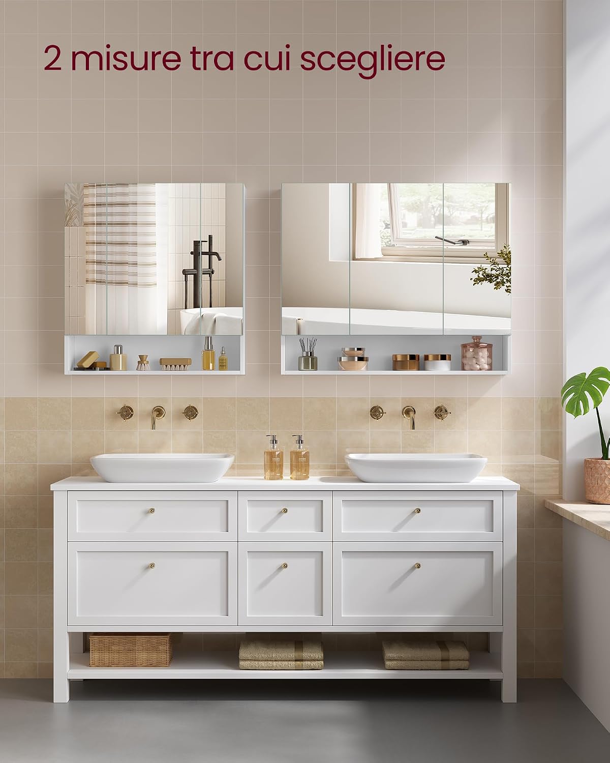 Thumbnail 6 de VASAGLE Kailyn Collezione - Armadietto Bagno da Parete con Specchio, 16,5 x 90 x 75 cm, Bianco Nuvola BBK130W01