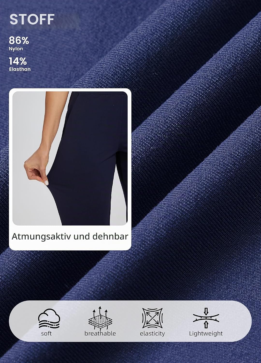 Detalle 2 de Libin Damen Golfhosen 7/8 Lang – Leichte, atmungsaktive Freizeit- und Golfhose mit UV-Schutz