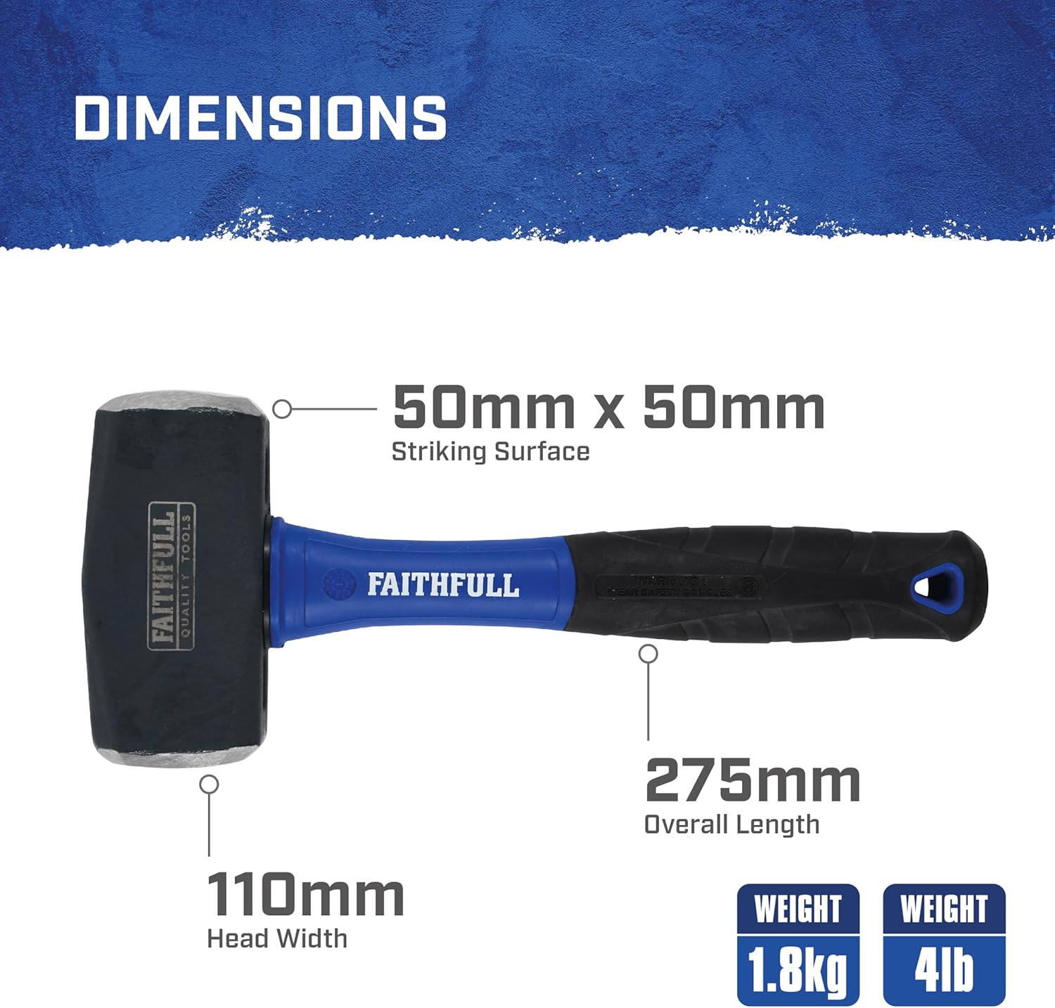 Thumbnail 1 de Faithfull FiGLass martello a testa quadra 4 lb per scalpelli e demolizioni