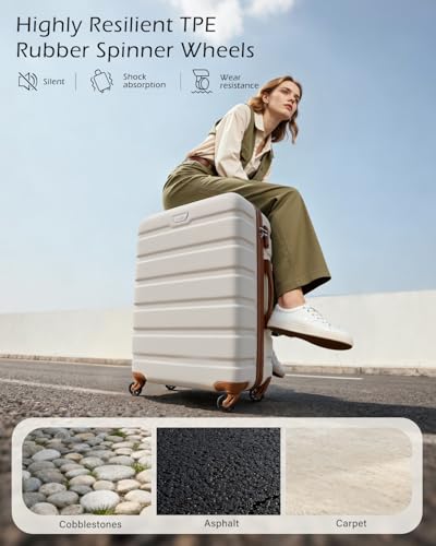 Detalle de COOLIFE 20 Inch Carry On Suitcase for EasyJet – Durable ABS+PC Hard Shell with Smooth 360° Wheels