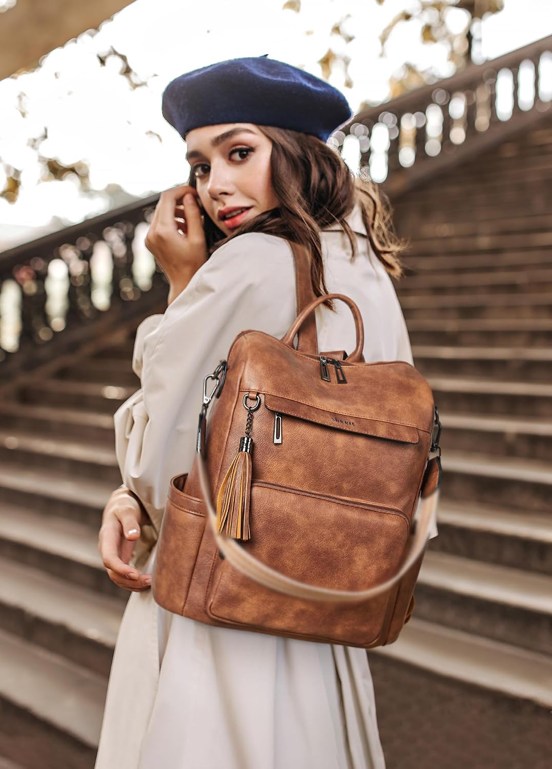 Thumbnail 1 de Shrrie Rucksack Damen 15,6" Laptoprucksack aus Leder