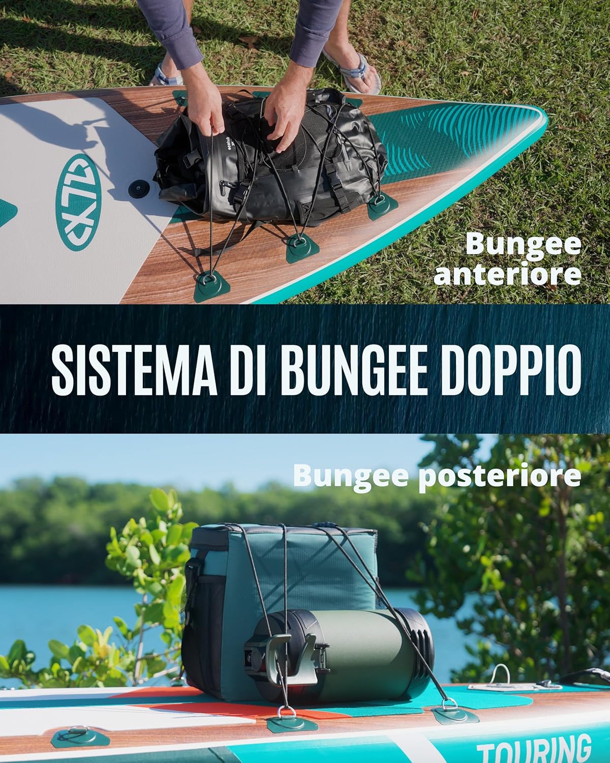 Detalle de ZLX Sup Gonfiabile 350x83 cm: tavola SUP Touring con accessori completi