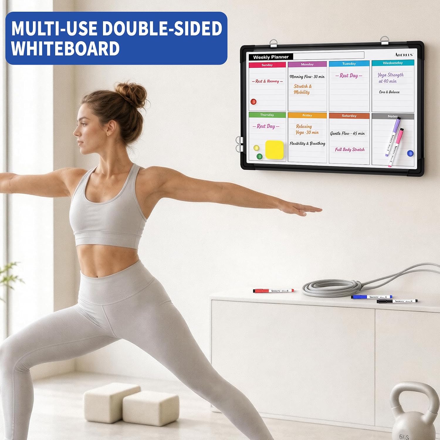 Thumbnail 6 de ABERLLS 16" x 12" Double-Sided Weekly Magnetic Whiteboard