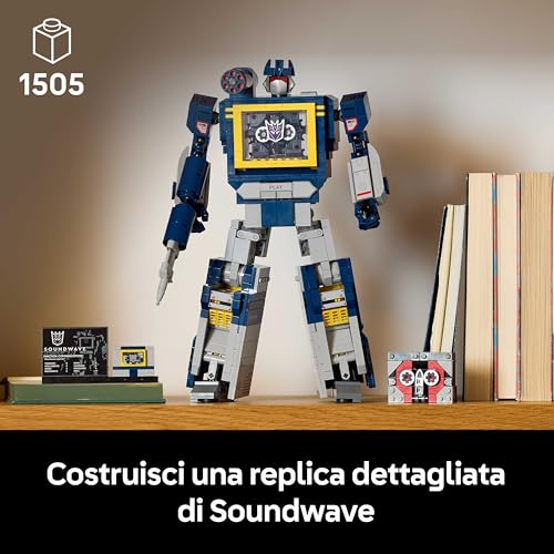 Detalle de LEGO Icons Transformers: Soundwave 10358 — Kit di modellismo da esposizione per adulti