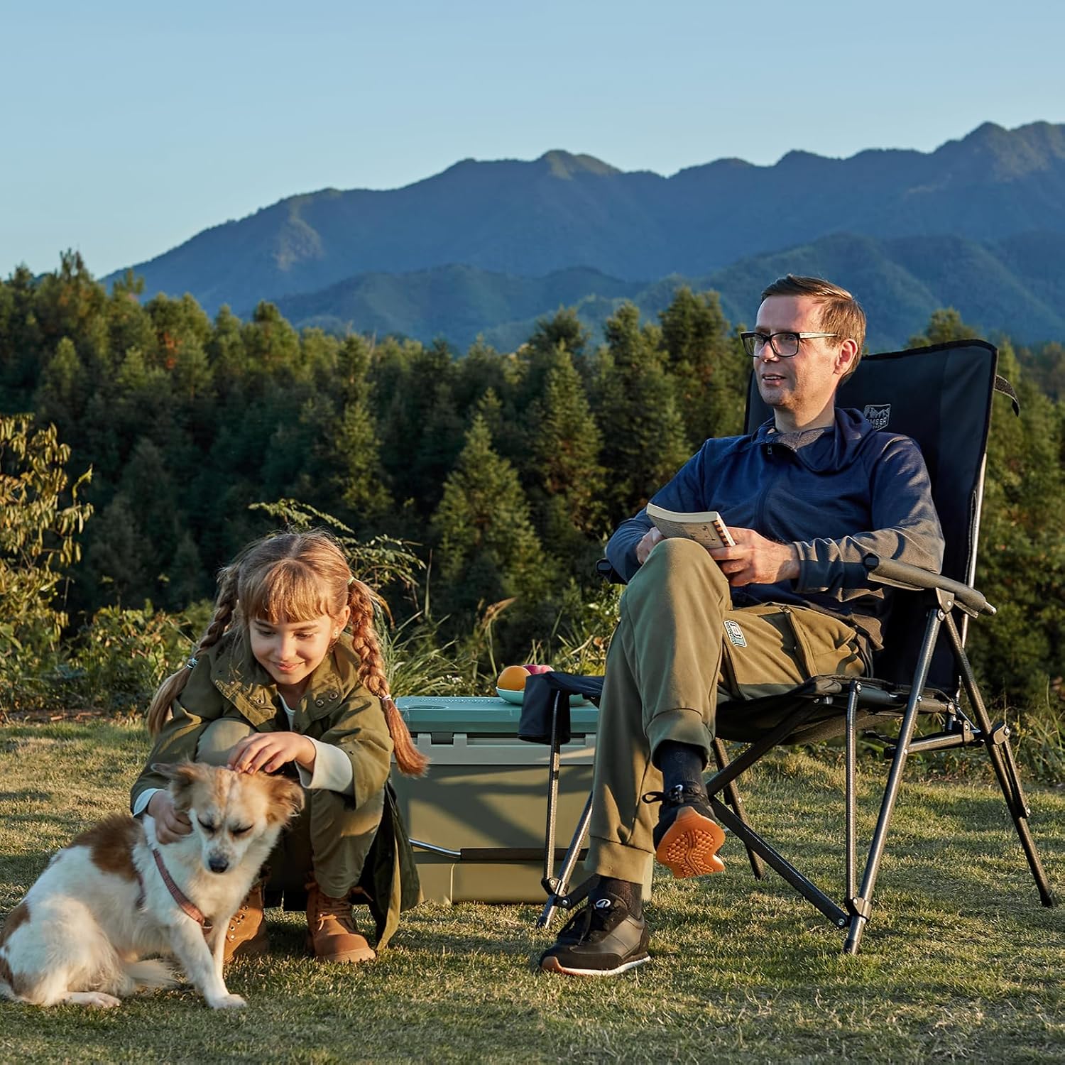 Detalle 2 de Timber Ridge Camping Chair 2 Set for Adults – Heavy Duty Oversized Folding Chairs with High Back, Padded Seat & Cup Holder (150kg)