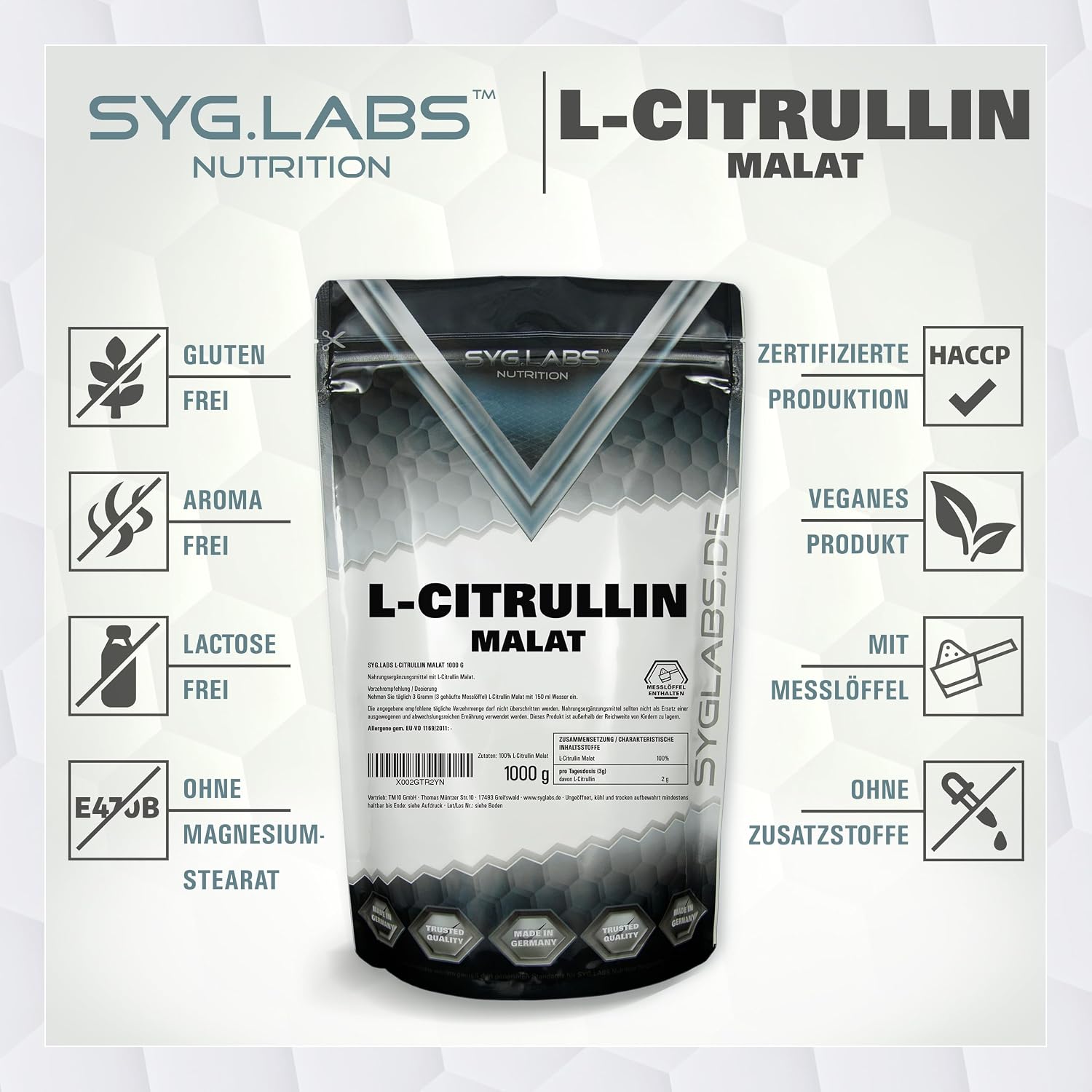 Detalle 1 de L-Citrullin Malat 2:1 1000 g Pulver