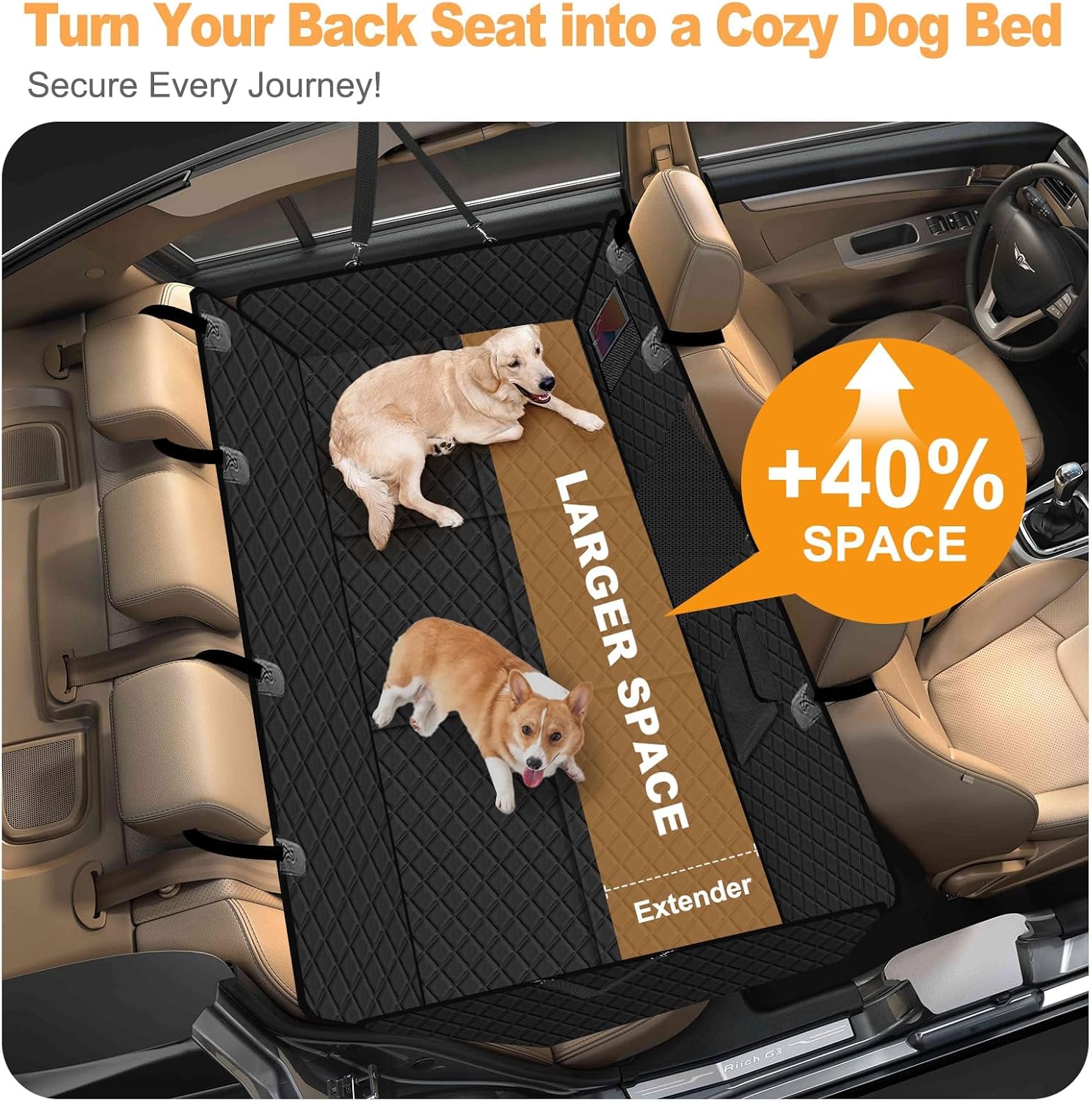 Detalle de Reiseresa Dog Car Seat Cover, 51.97 x 25.98 inch