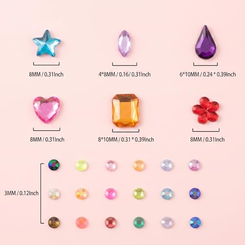 Thumbnail 7 de BelleOnyx 18000 Pcs Resin Jelly Rhinestones Kit (18 Colours, 3mm) with Multishape Gems & Glue